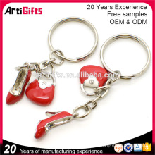 Best quality metal enamel lovely red high heel shoe keychain